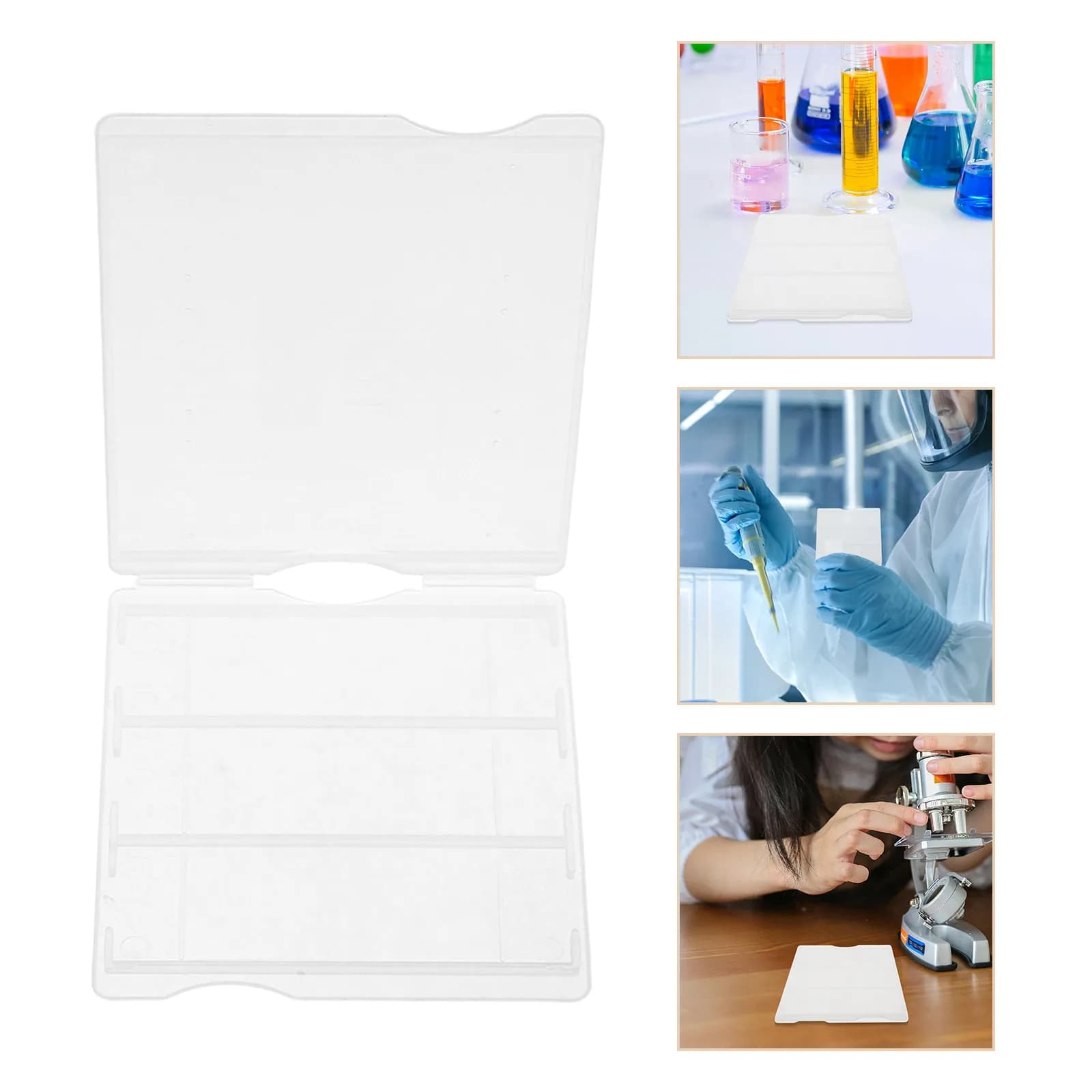 Set di 4 Porta-Preparati in Plastica per Microscopio, Scatola per Campioni con Scomparti di Grande Capacità, Design Pronto per la Spedizione