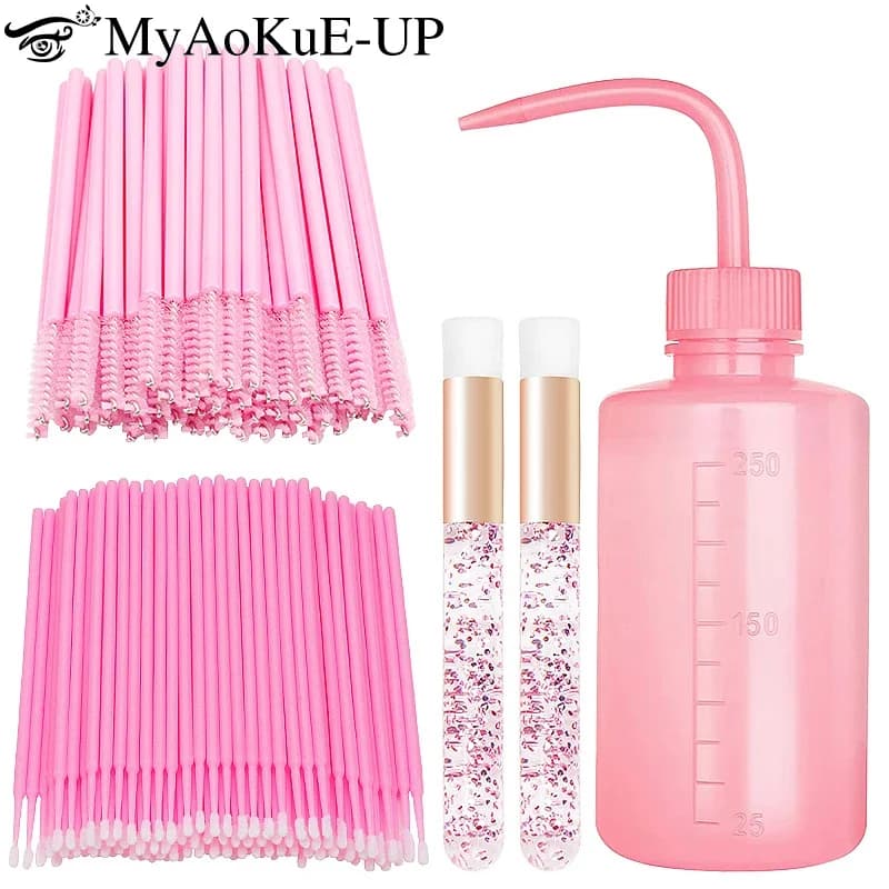 153 pcs/set Eyelash Extension Supplies Kit Eyelashes Clean Brush 250ml Soffio Washing Bottle Lash Lifting Microbrush Makeup Tools