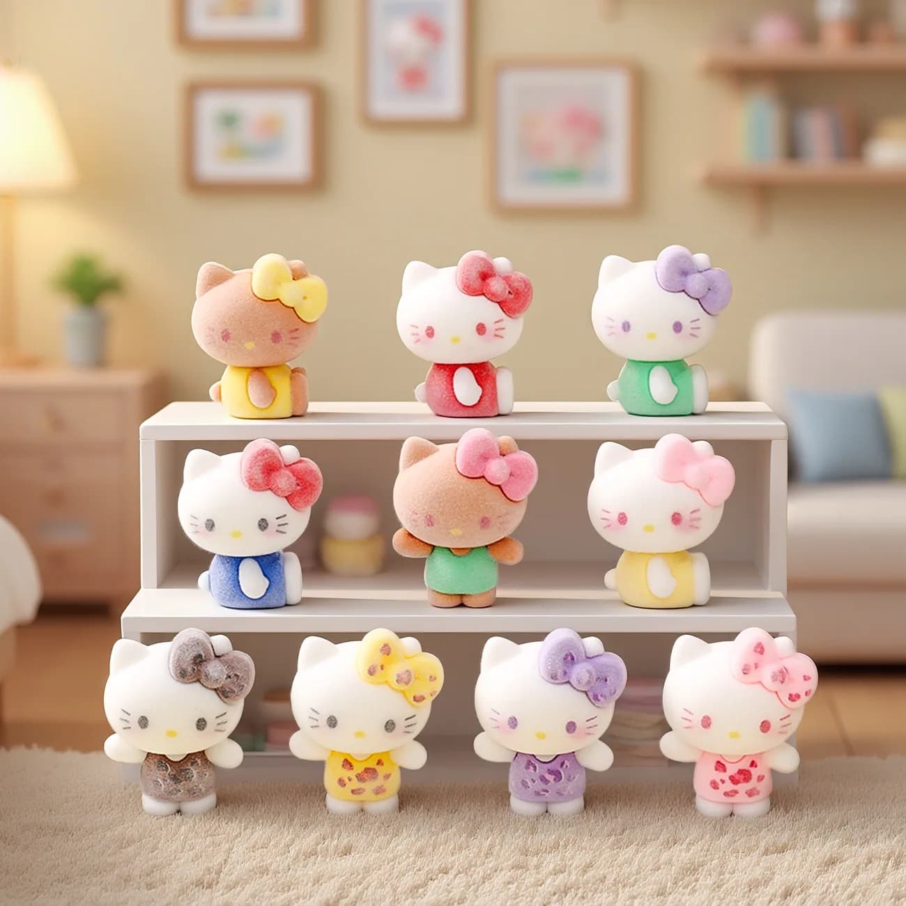 10/30 Pezzi Nuova Bambola Gatto Arcobaleno Carina con Motivo a Grani, Trendy, Blind Box, Piccolo Ornamento da Scrivania per Ufficio, Piccolo Regalo, Stampa Leopardata
