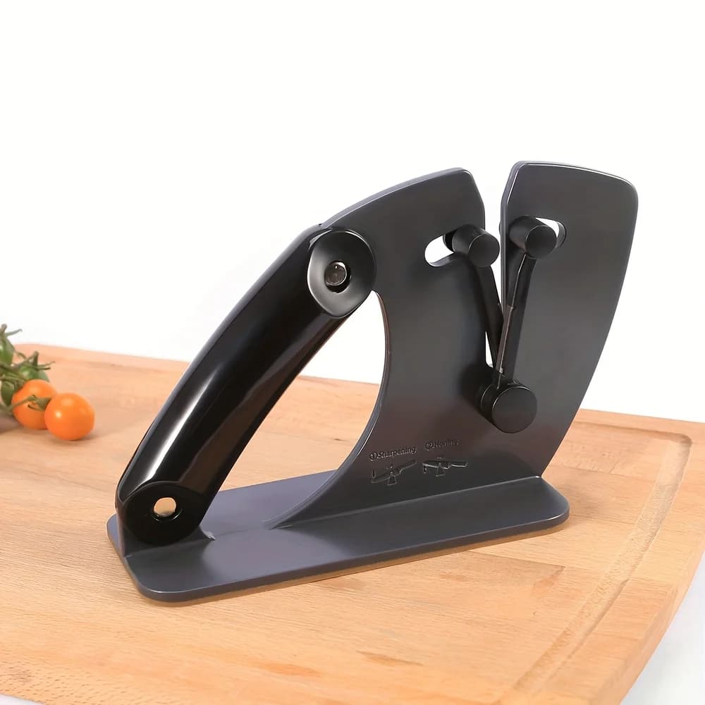 Multifunctional Black Kitchen Sharpener with Tungsten Steel and Automatic Angle Adjustment, Portable Kitchen Tools