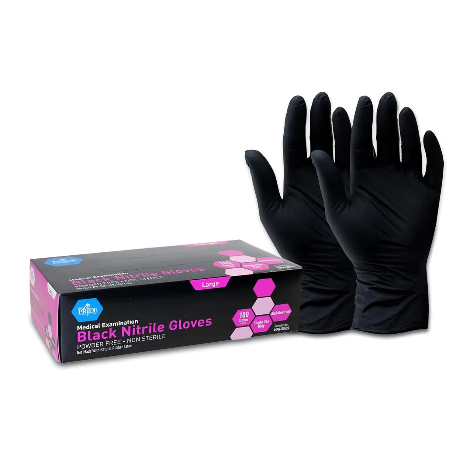 Strongest Nitrile Medical Exam Gloves, 4 Mil Thick, Latex & Powder Free, Disposable, Non-Allergenic (Large (Pack of 100) Black)