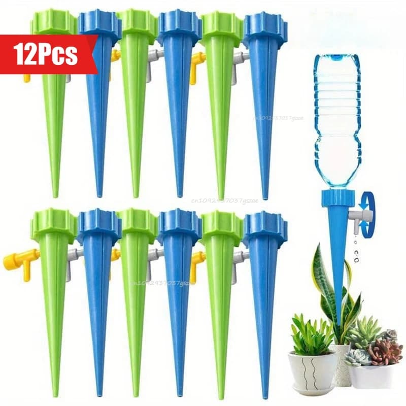 10 Ugelli Automatici Regolabili per Irrigazione Piante con Valvole di Controllo a Rilascio Lento, Ideali per Esterni e Vacanze (per un irrigazione senza sforzo)