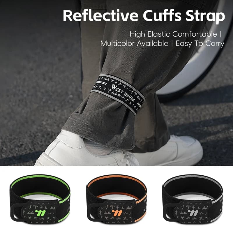Cinghia da ciclismo Velcro riflettente antiscivolo regolabile che stringe la corda per legare le gambe larghe attrezzatura da ciclismo leggera