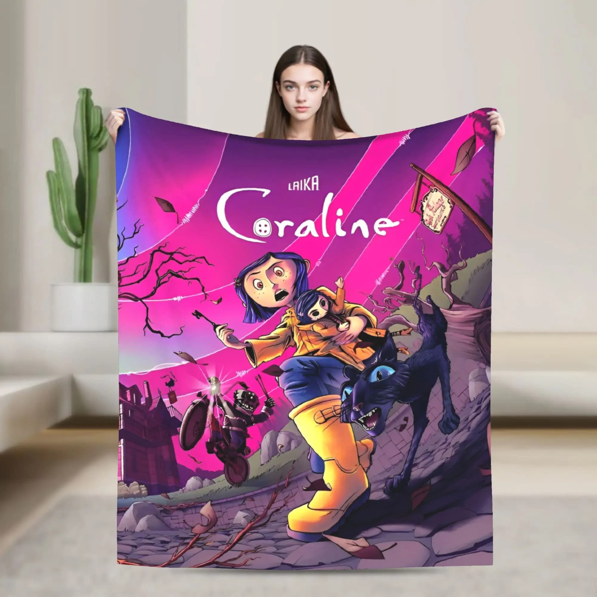 Coralines Plush Blanket Children Flannel Throw Blanket For Couch Chair Warm Soft Custom DIY Quality Bedspread Birthday Gift