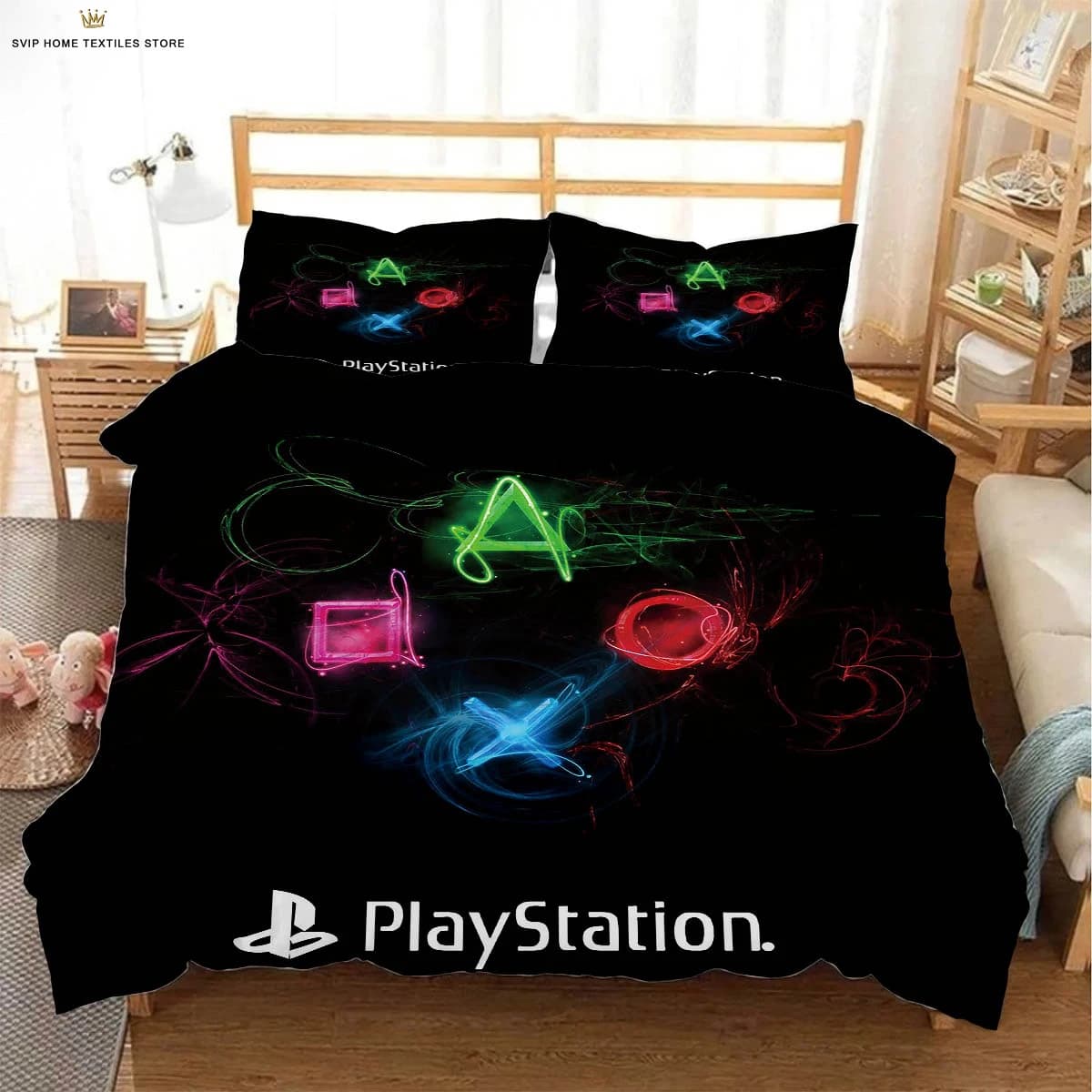 Set copripiumino da 2/3 pezzi (1 copripiumino + federa da 1/2, nucleo per cuscino non incluso), set di biancheria da letto stampato in 3D per controller di gioco
