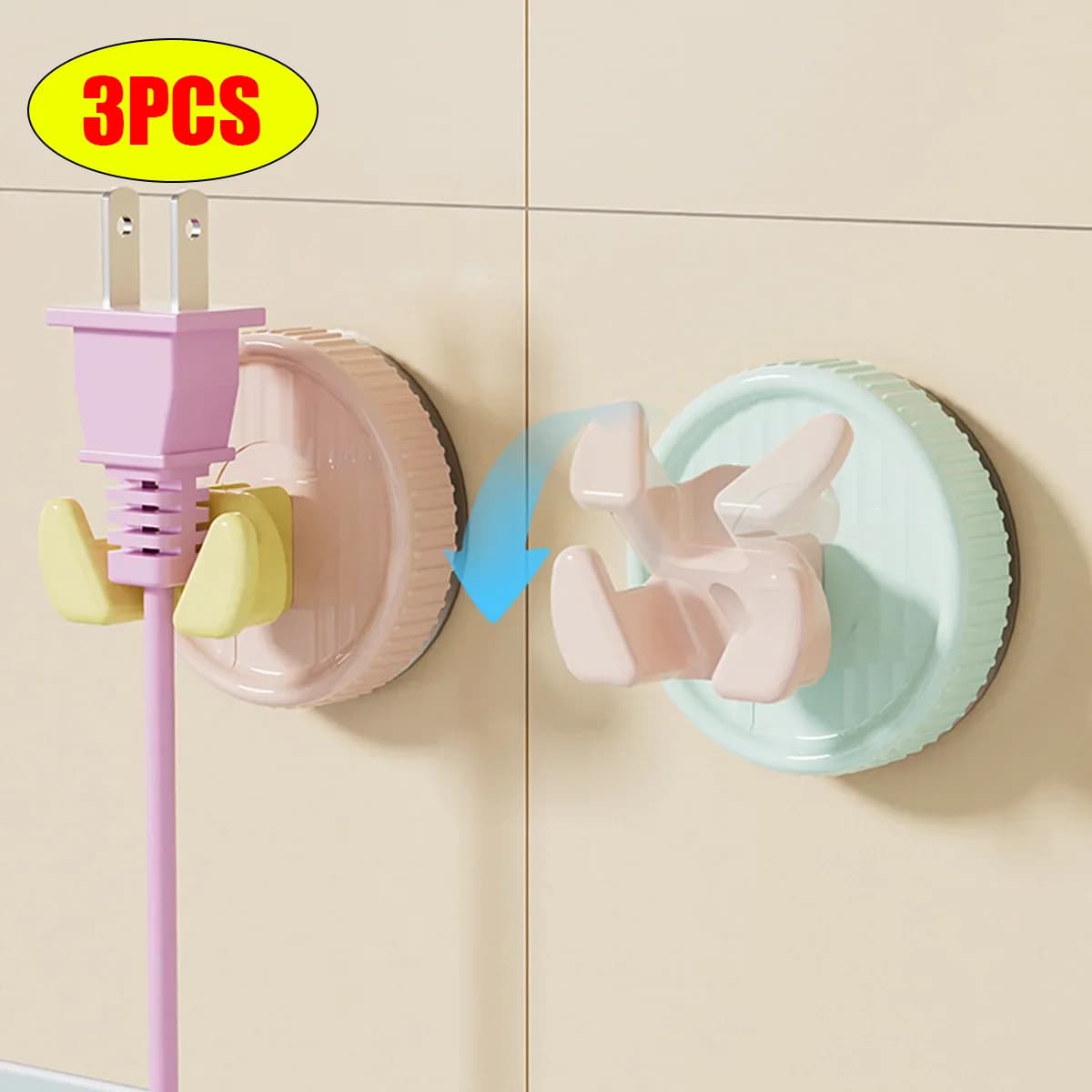 Double-head Hook No-Drilling Suction Cup Hook Suction Cup Wall Mounted Candy Color for Bathroom Waterproof Hanging Paper Towel