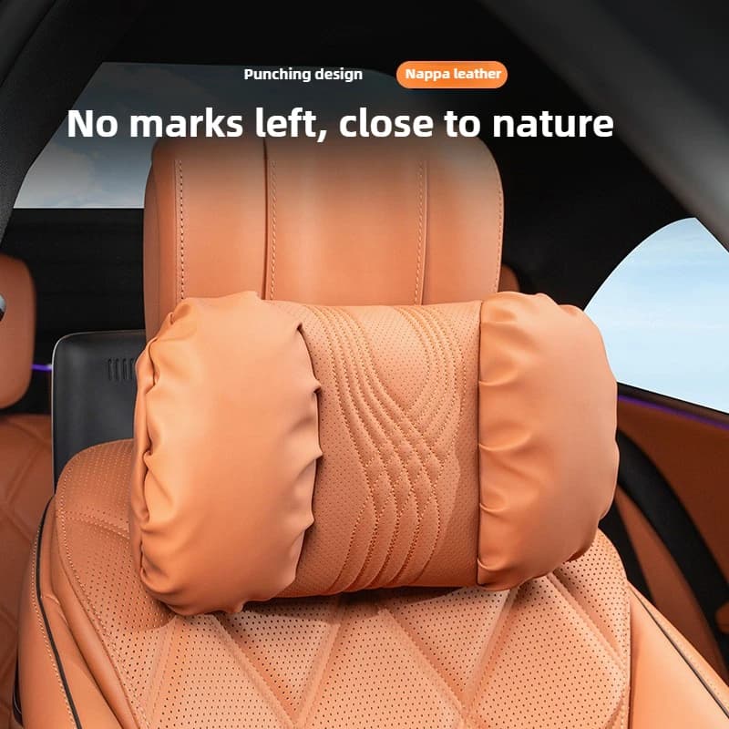 Poggiatesta per auto in pelle nappa e supporto lombare Morbido cuscino per il collo dell'auto Cuscino per il sedile Accessori per il sedile Poggiatesta per auto di lusso Cuscino per la vita
