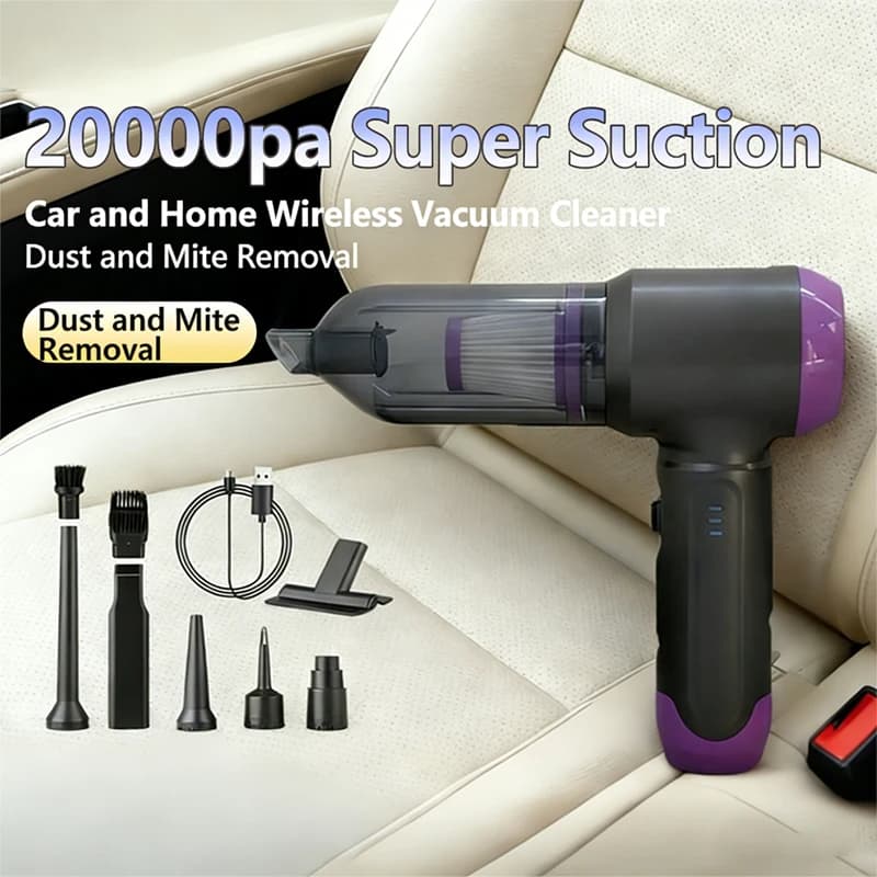 Wireless Portable Vacuum Cleaner 20000Pa with Strong Suction for Cars and Homes, Air Removal with Multipli Accessories