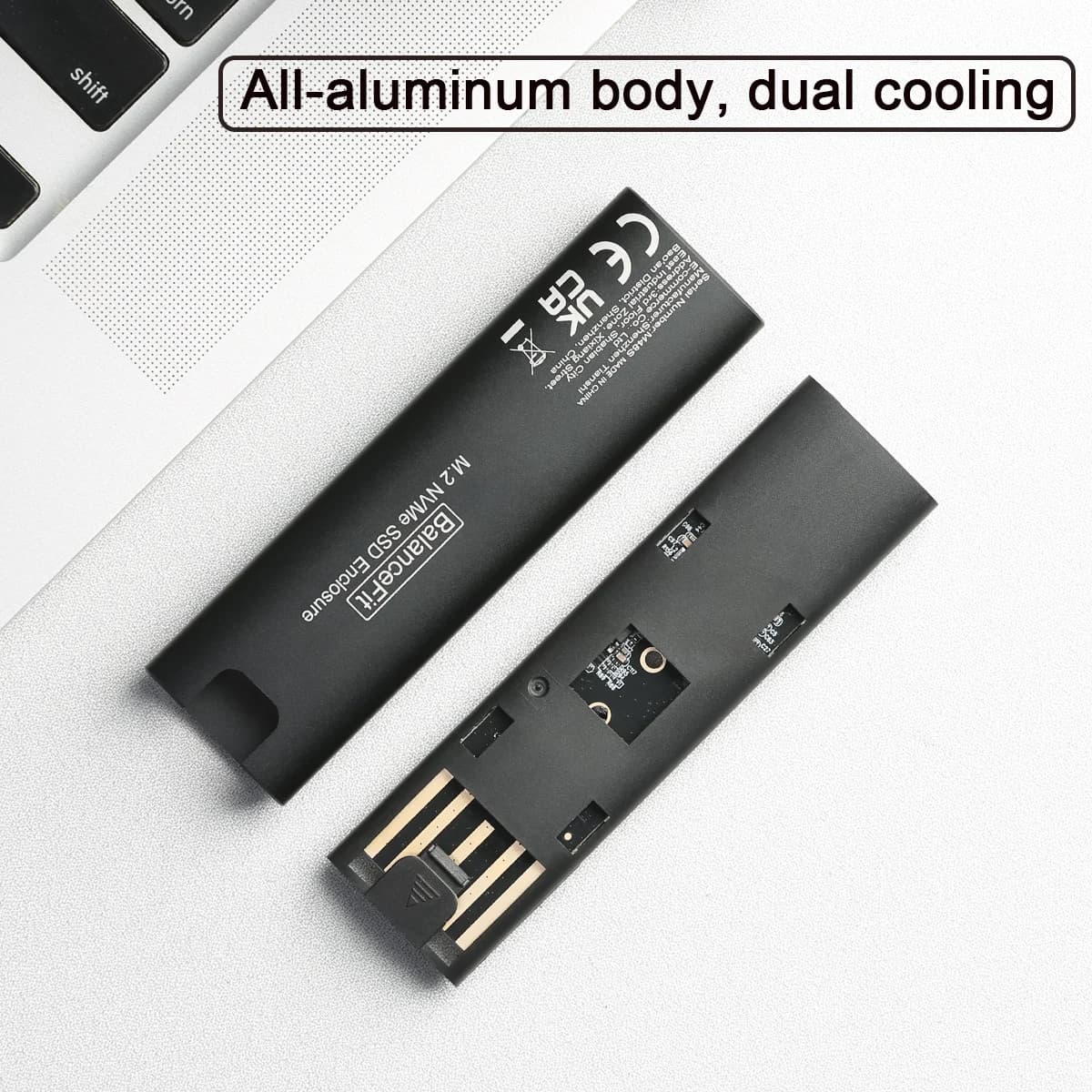 Custodia SSD M2 Adattatore per custodia SSD M.2 NVMe SATA 10 Gbps USB 3.2 Gen2 Custodia esterna USB C Supporta chiave M e B&M