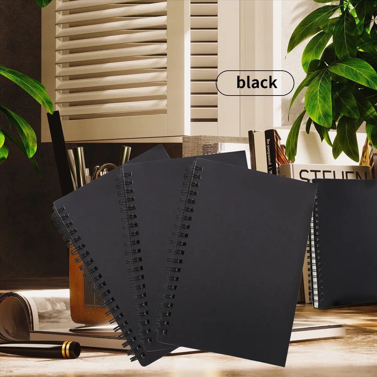 KSOL Retro Coil Sketch Sketchbooks Blank Notebook Notebook School Stationery（Black and White）