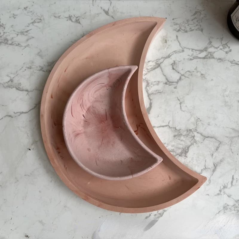 Luna stampo in Silicone vassoio scatola di immagazzinaggio specchio stampo in resina di gesso fai da te luna shell scatola di immagazzinaggio di gioielli stampo in gel di silice decorazione artigianale