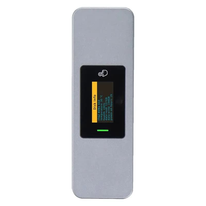 AED7-M.2 Nvme NGFF External Hard Drive Case 10Gbps SSD HDD Hard Disk Box M-Key M.2 SSD Enclosure With Display Screen