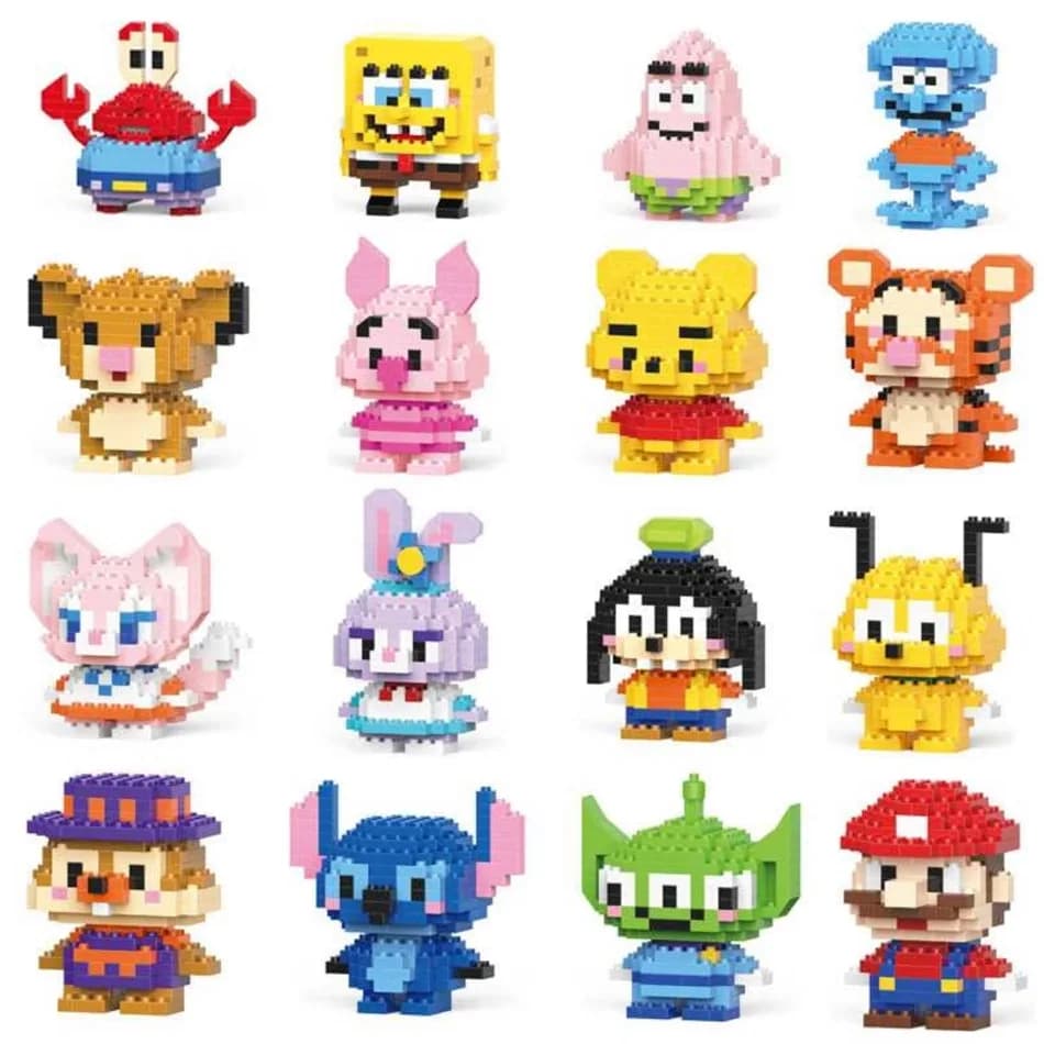 Serie di Blocchi da Costruzione Disney Anime, Modelli di Assemblaggio con Piccole Particelle, Giocattoli Educativi Divertenti per Bambini