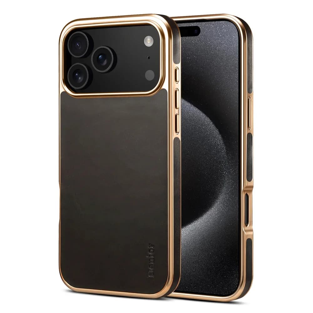 Custodia per telefono in vera pelle con trama a cera d'olio di lusso leggera per IPhone 17 Pro Max 16 15 14 13 12 Custodia protettiva antiurto placcatura