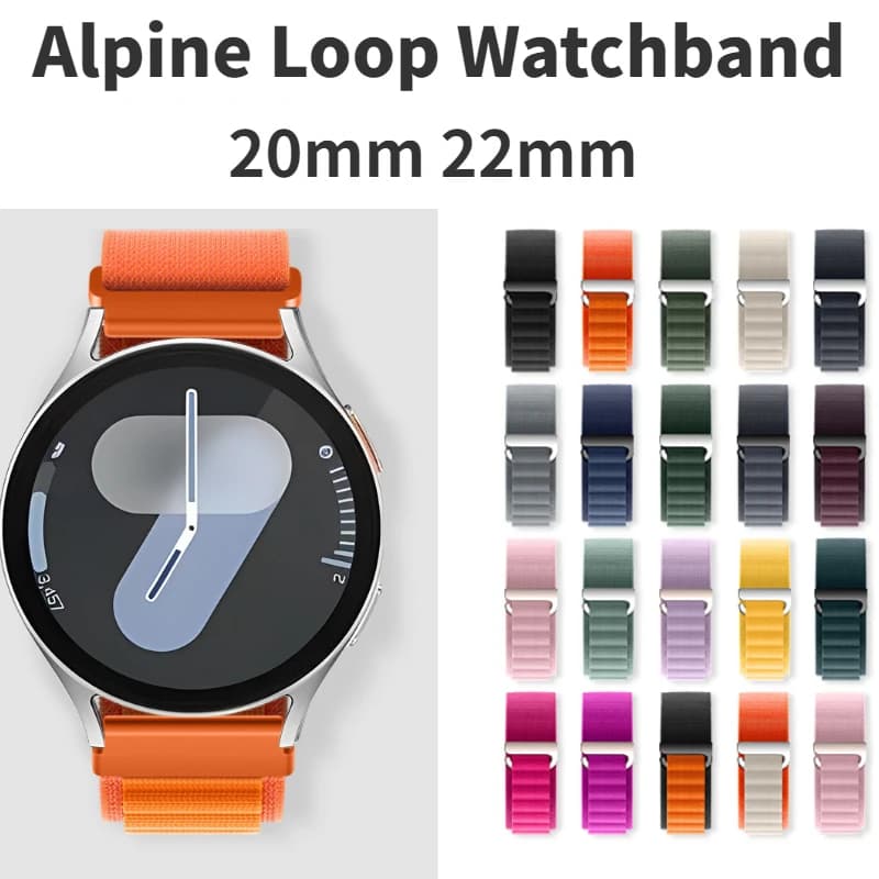 20mm 22mm cinturino in nylon alpino per Samsung Watch 7 6 5 4/Huawei Watch 4/3/GT5-4 Xiaomi Watch S4 3 2 cinturino cinturino Amazfit GTR Band
