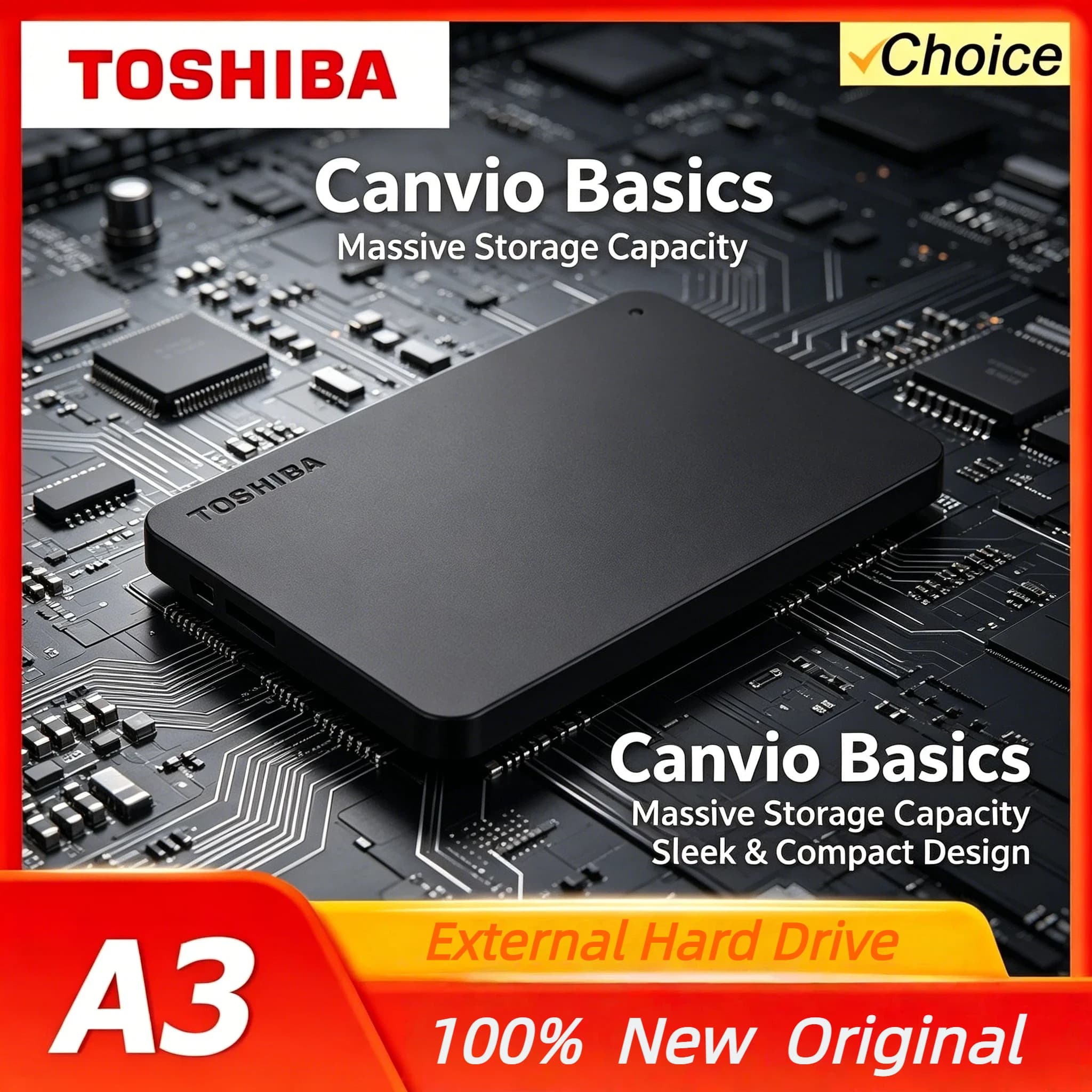 Toshiba per A3 OEM Disco Rigido Esterno Portatile da 500GB 1TB 2TB USB3.0 2.5 Pollici per PC Laptop Mac PS4 PS5