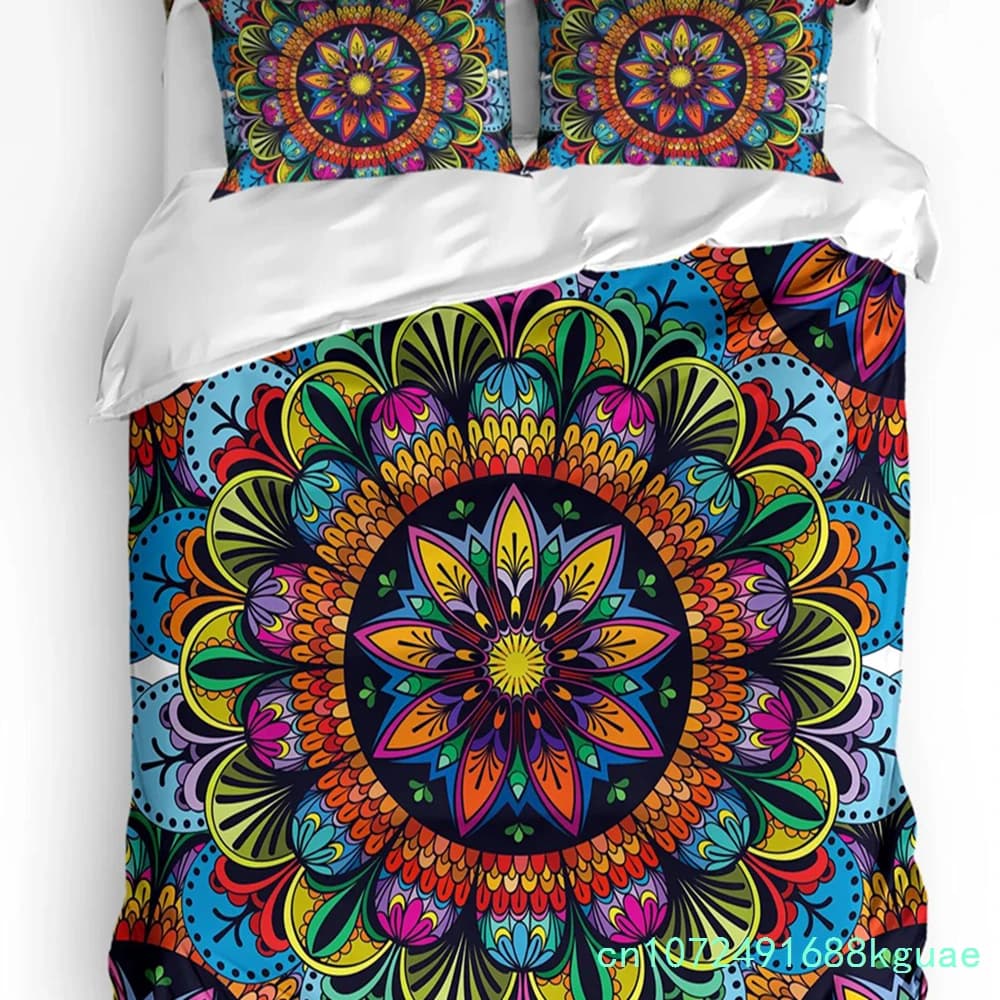 Colorful Mandala Flower Bohemia Duvet Cover Bed Bedding Set Home Textile Quilt Cover Pillowcases Bedroom Bedding Set No Sheet
