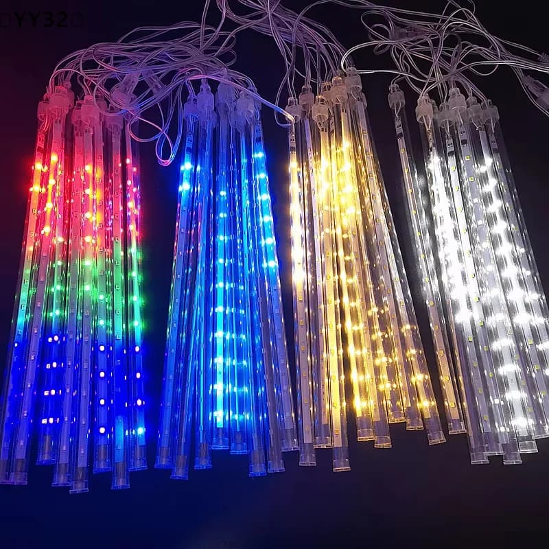 Luci a LED a forma di pioggia di meteore solari, luci a stringa impermeabili per esterni, luci a cascata per casa e giardino〔YY32〕