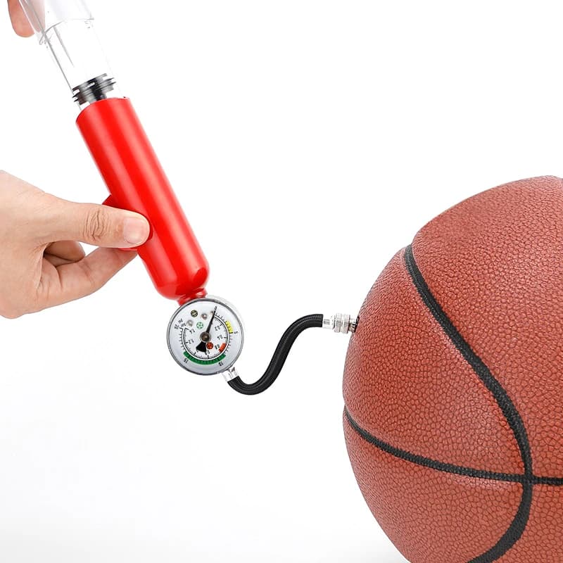 Pompa Gonfiabile Portatile per Bici e Palloni con Manometro 20PSI, per Gonfiare Palloni da Pallavolo e Basket