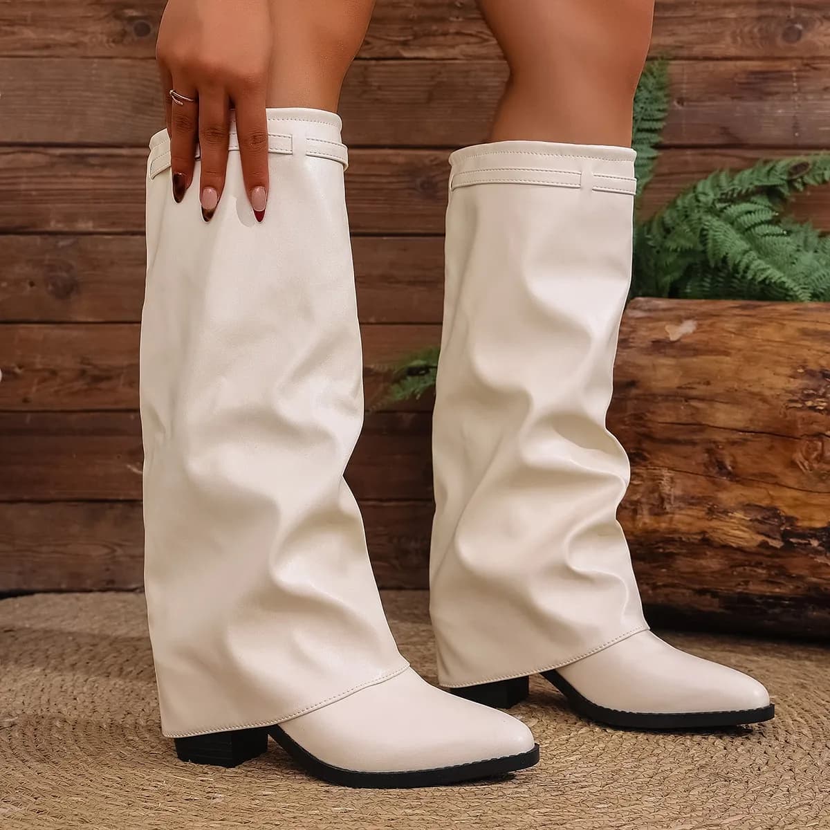 2025 Fashion High Heel Knee High Boots Women Punk Pointed Toe Bike Long Boots Woman Autumn Winter Pu Leather Botas Mujer