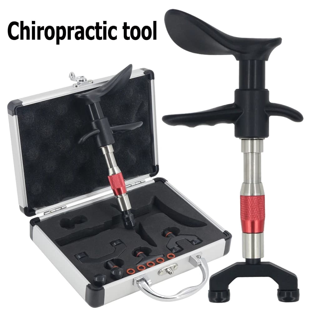 New Manual Massage Gun with Four Heads, Chiropractic Instrument for Therapy and Correction of Vertebral Column, Relief from Lombare Pain