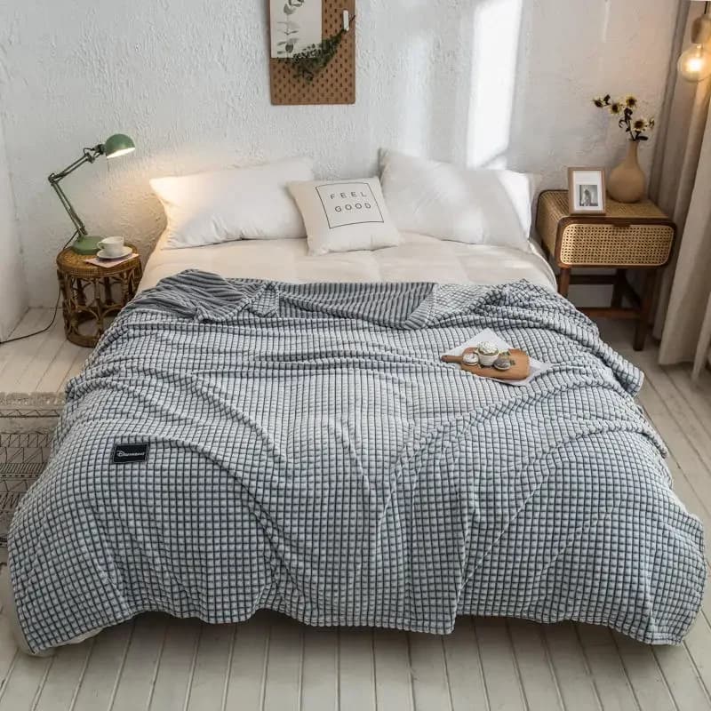 Plaid per letti Coperte in pile corallo Plaid di colore grigio Copriletti singoli/queen/king in flanella Coperte morbide e calde per letto