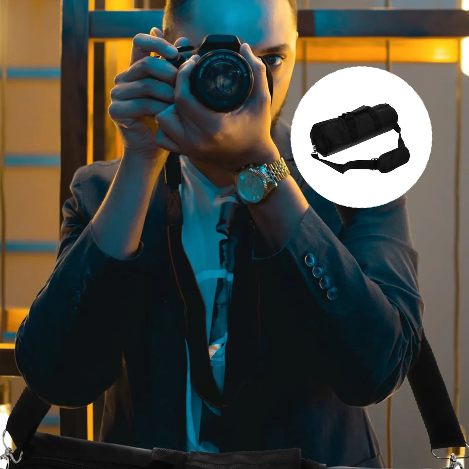 Borsa per Attrezzatura Fotografica 40Cm in Tessuto Oxford, Custodia Portatile per Treppiede e Supporto Luce, Strumento per Fotografia Outdoor