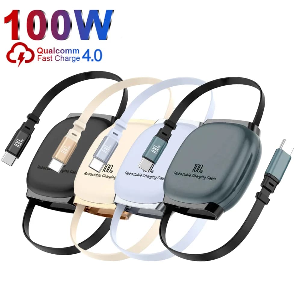 Cavo USB-C Retrattile da 100W per iPhone 17 16 Pro Max Samsung, Mini Cavo Dati USB-C per Ricarica Rapida Telefoni Cellulari