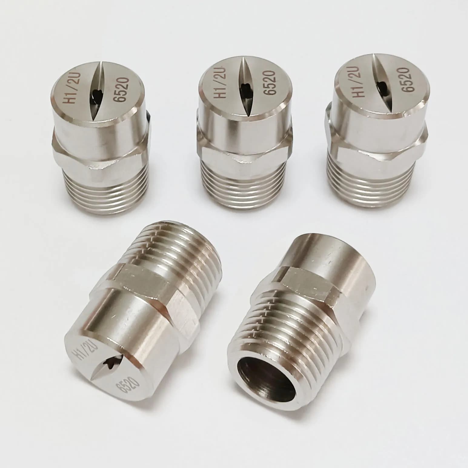 Ugello spruzzatore a ventaglio piatto BSPT SS304 vee jet da 1/2", pulizia industriale/fabbrica, ugello per la rimozione della polvere
