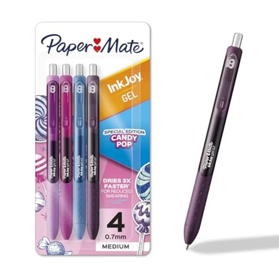 InkJoy Gel Pens, Candy Pop Special Edition, Medium Point 0.7mm,Retractable, Assorted Colors, 4 Count - Fun Office Supplies, Wri