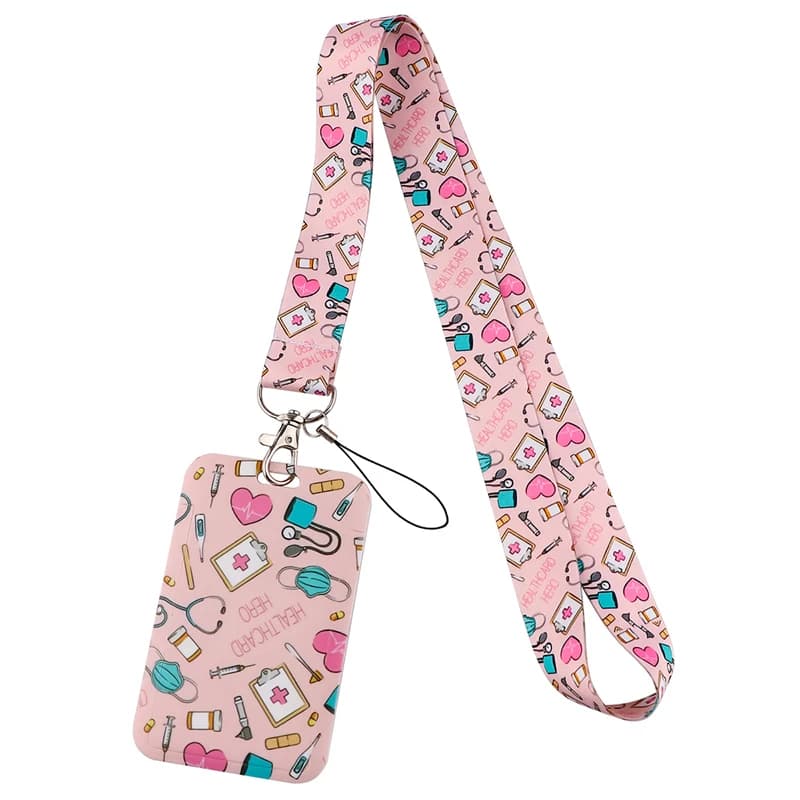 Borsa porta carte di credito per infermiere medico rosa Borsa per studenti da donna Viaggio Banca Bus Copertina per biglietti da visita Accessori per badge Cinghie per cordino