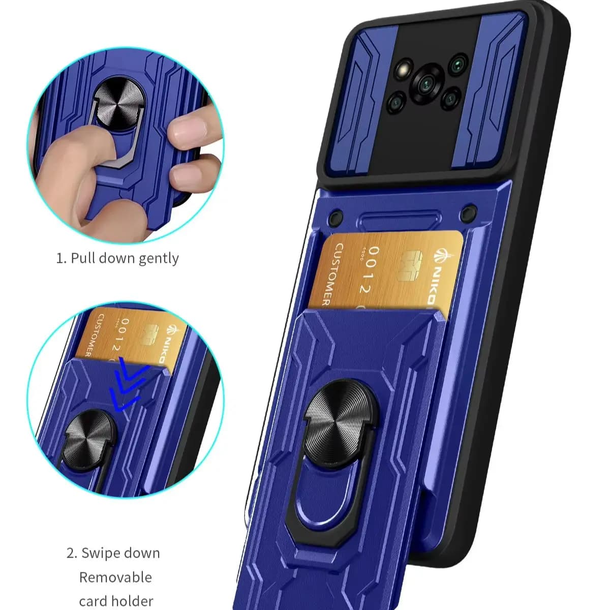 For Xiaomi Poco X3 Pro Case Poco X3 NFC Case Rugged Armor Magnetic Bracket card storage Case Slide Camera Protection Cover
