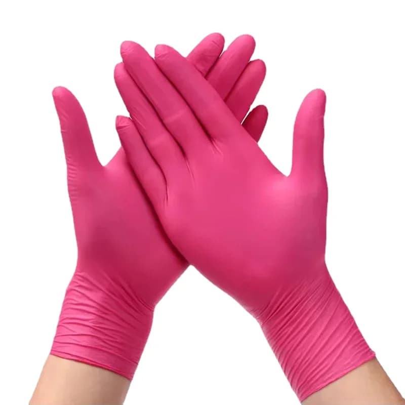 Guanti Monouso in Nitrile Rosa 20/50 Pezzi Senza Polvere e Lattice per Cucina, Casa, Bellezza, Cura degli Animali, Tintura per Capelli