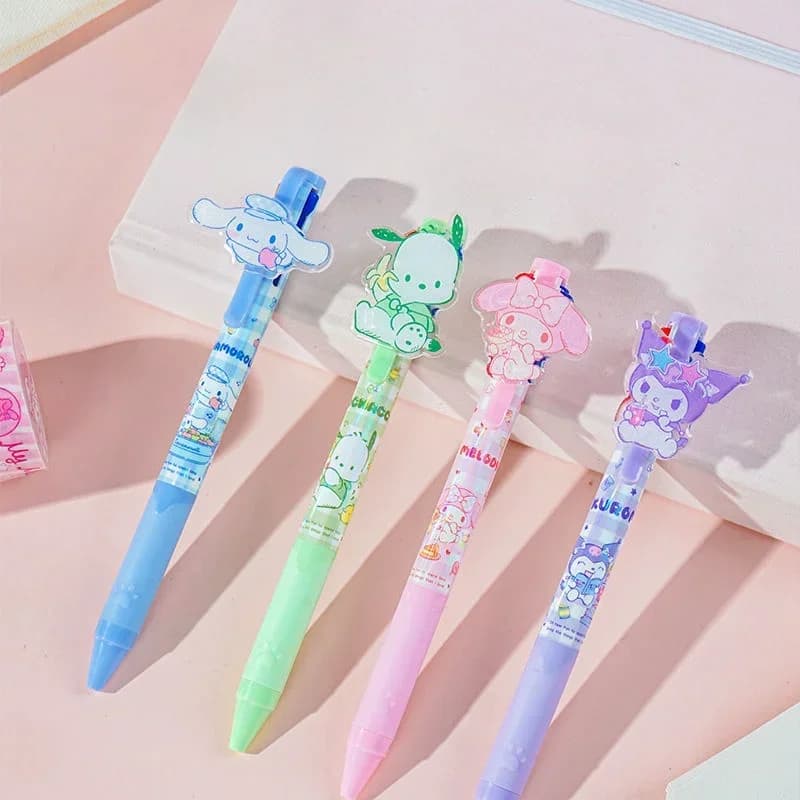 Cartoon Sanrio My melody kuromi Cinnamoroll Pochacco penna gel anime penna clic da 0,5 mm nero blu rosso penna a tre colori regalo carino nuovo