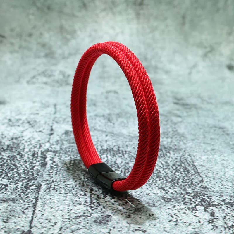 Bracciale magnetico minimalista fatto a mano con corda rossa, braccialetti da uomo in acciaio inossidabile per gioielli con filo da polso maschile Homme