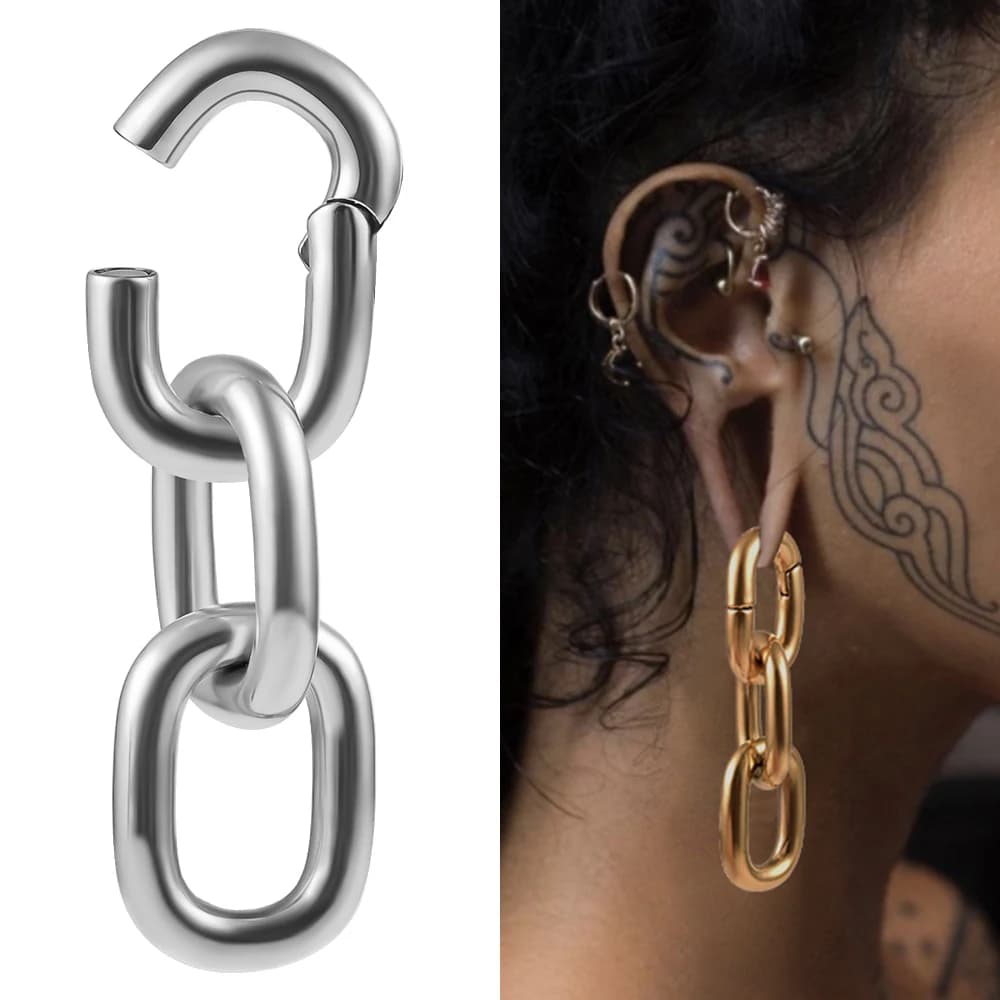 Vanku 2 pezzi catene gancio per l'orecchio pesi per lobi dell'orecchio allungati manometri per le orecchie in acciaio inossidabile 6g(4mm) tappi per le orecchie tunnel gioielli per il corpo