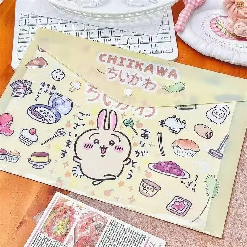 Chiikawa Hachiware Usagi Kawaii Anime Cartoon Document Folder A4 Large Capacity Student Examination Paper Data File Storage Clip