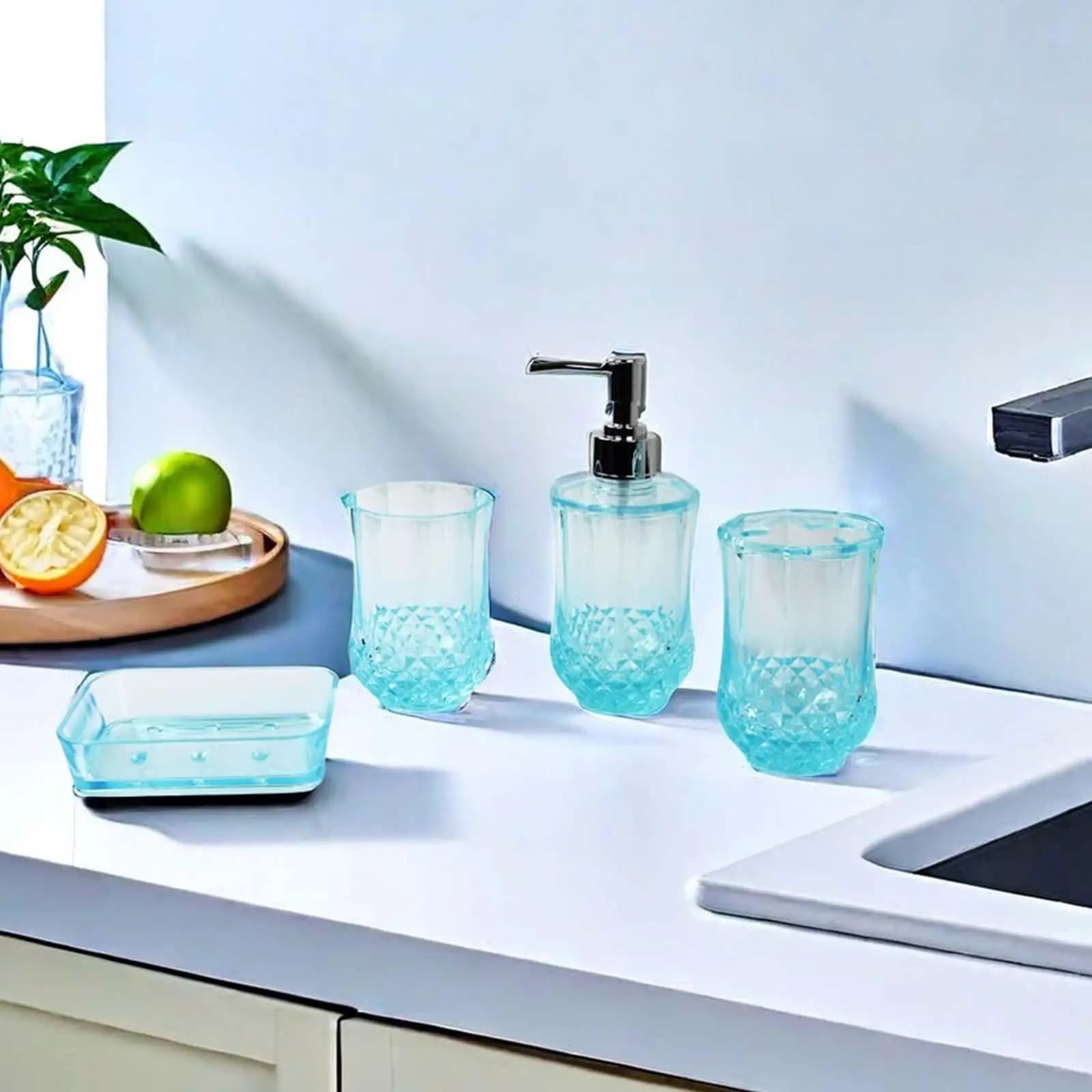 Set di 4 Portaspazzolini Premium, Essenziali per Appartamenti, Contenitore per Articoli da Toeletta, Dispenser per Lozioni, per Arredo Bagno Hotel e Piano di Lavoro