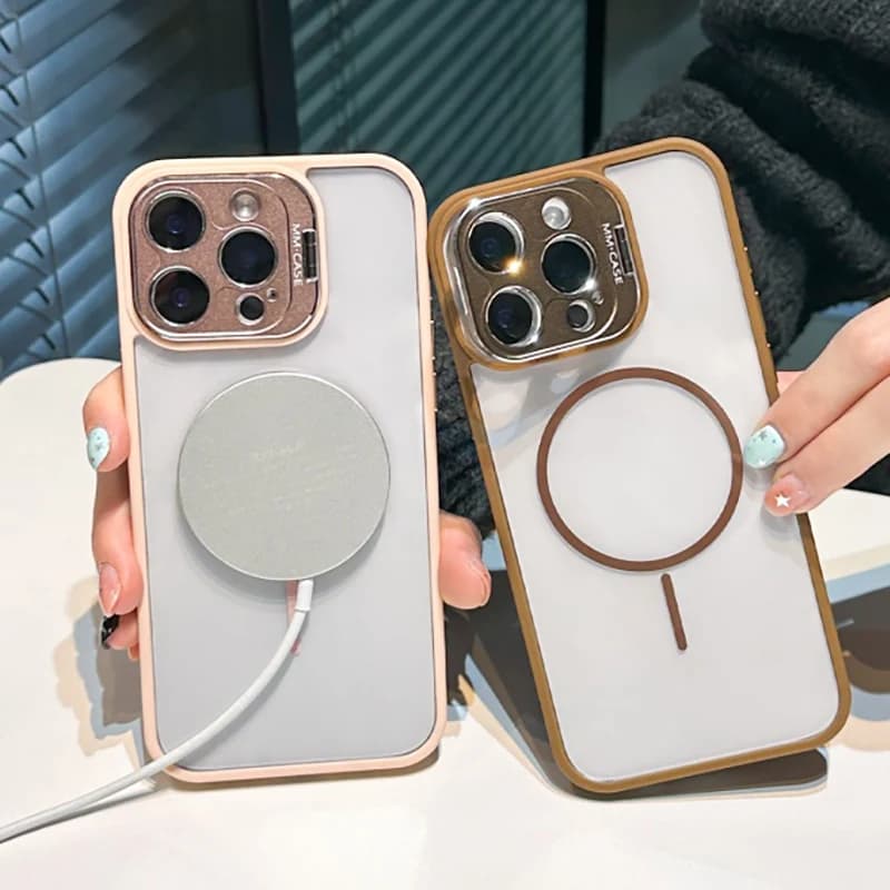 Custodie per telefoni Claer con supporto per fotocamera in metallo di lusso per iPhone 16 11 12 13 15 Pro Max 14 15 16 Plus per copertura protettiva magnetica Magsafe