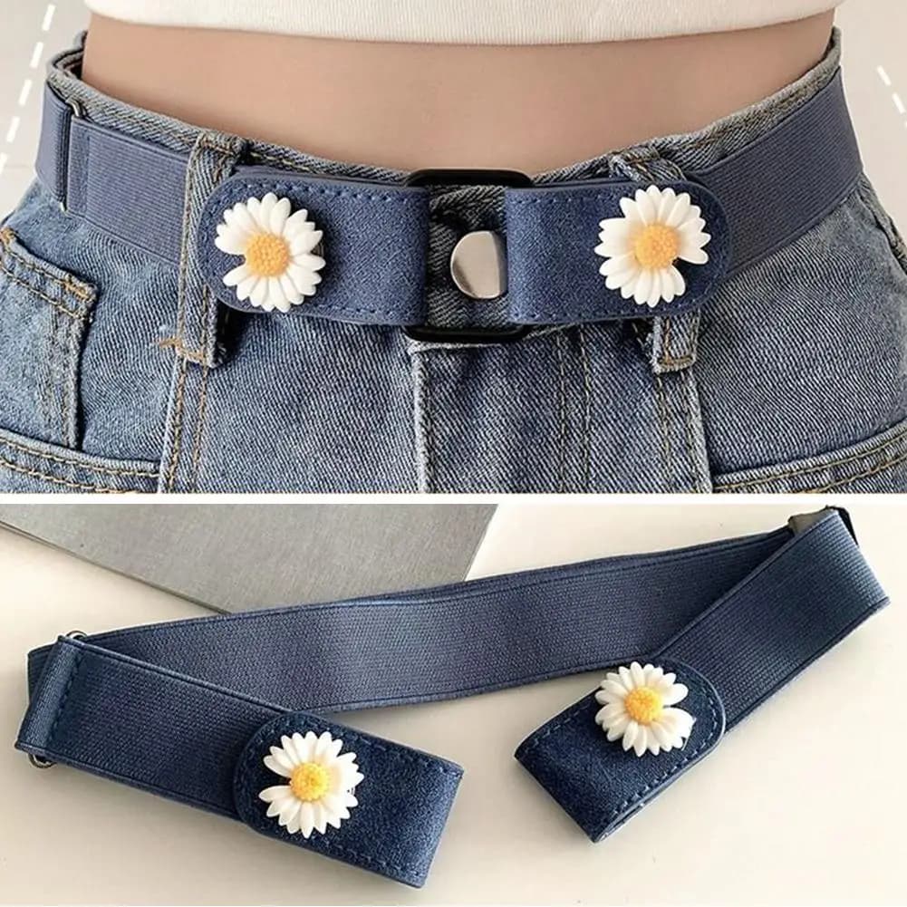 Cintura Elastica Invisibile Senza Fibbia Little Daisy per Jeans, Cintura in Pelle Senza Fibbia, Cinture Elastiche Facili da Indossare per Uomo e Donna