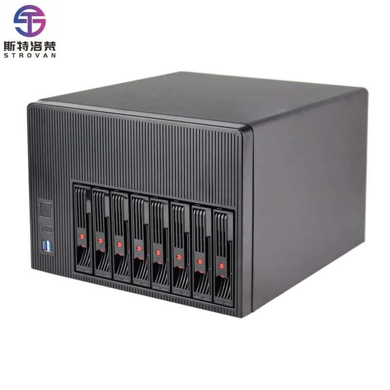 Custodia per server di archiviazione per PC Mini Home alla moda Telaio per computer Nas hot swap per scheda madre Mini-Itx da 8 alloggiamenti