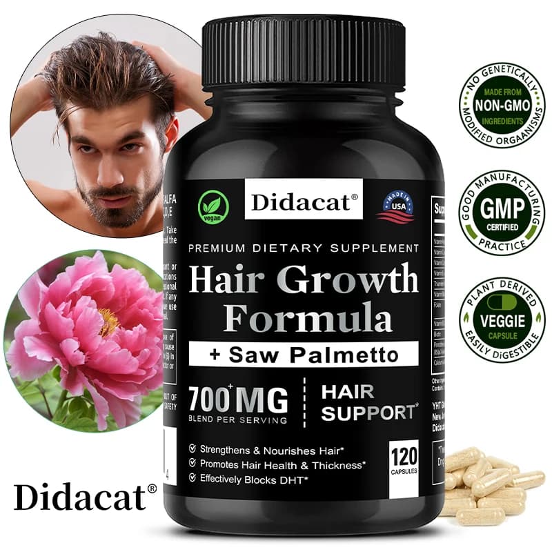 Hair loss supplements for men and women with biotin - Saw Palmetto supplements for healthy and resistant hair - Promotes hair growth