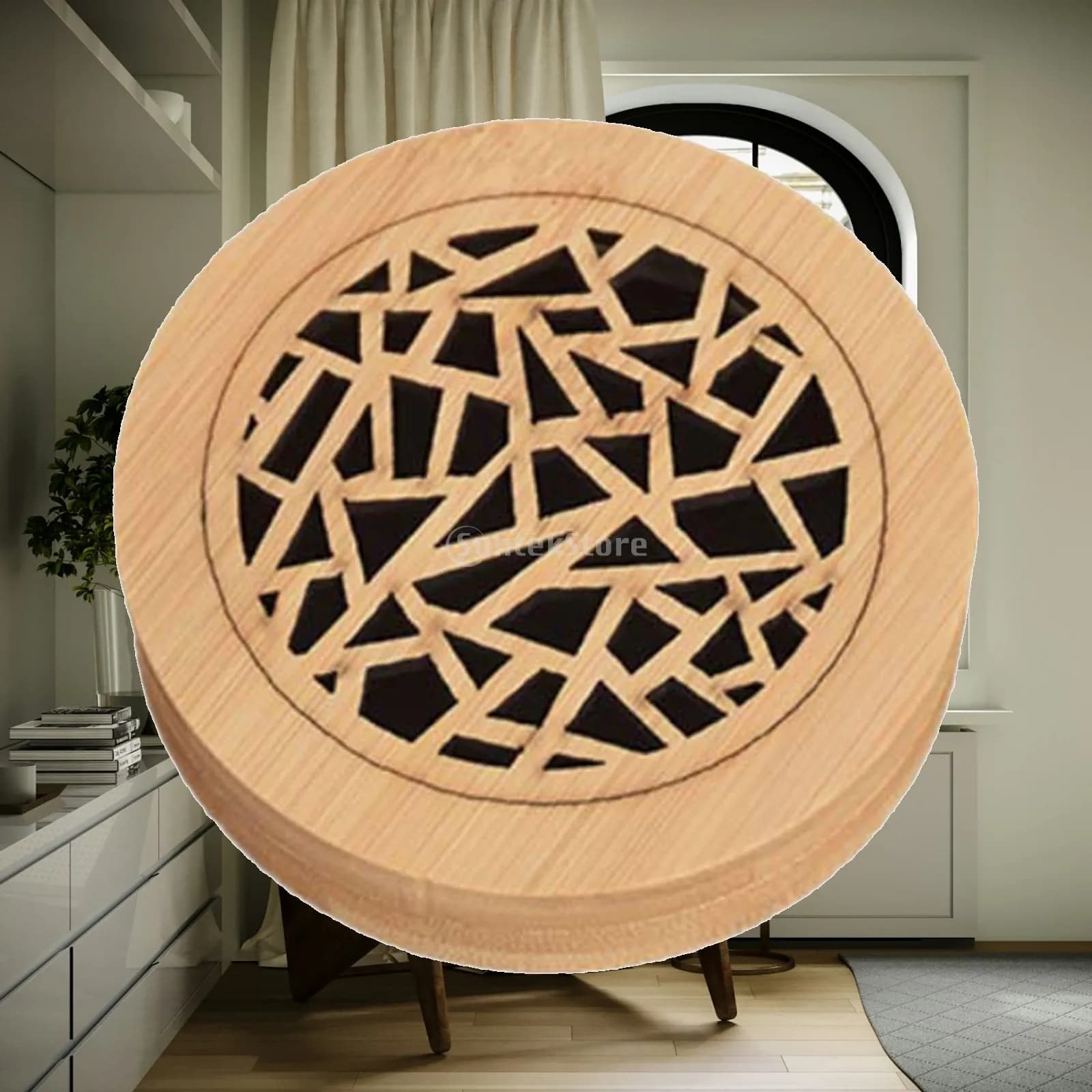Fragrance Burner Wood Holder with Decorative Drawer Scent Diffuser for Home Yoga Meditation Room Ornament