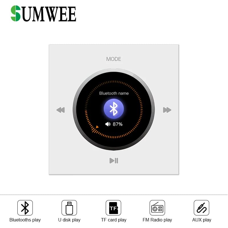 Sistema Audio Professionale Hi-Fi Tipo 86 con Pannello Sonoro da Incasso a Soffitto, Set di Altoparlanti Bluetooth e Amplificatori da Parete