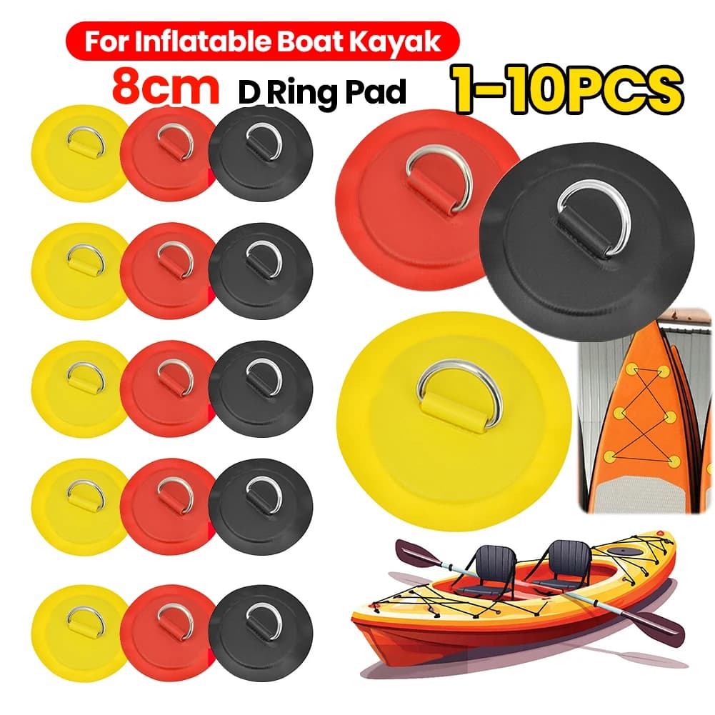 8cm D-Ring Patch D Ring Pad Round Shape Stand Up Paddle Ring Patch Seawater Resistant D-Ring PVC Patch for Inflatable Boat Kayak