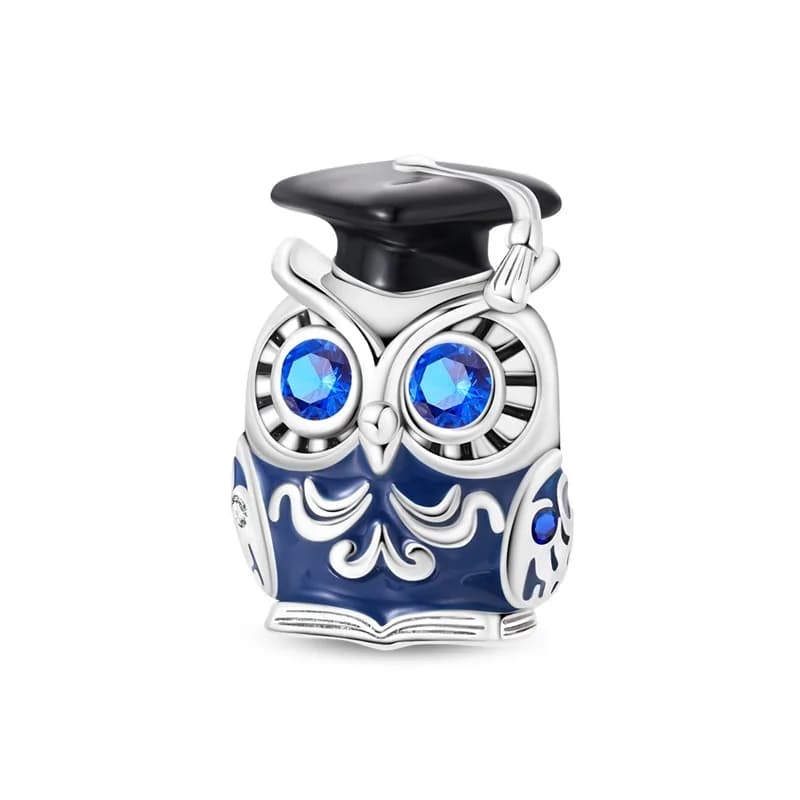 Charm in Argento Sterling 925 a Forma di Gufo con Zirconi CZ, Ciondolo Pendente per Bracciale Originale, Gioielli DIY per Donne e Ragazze, Regalo di Compleanno