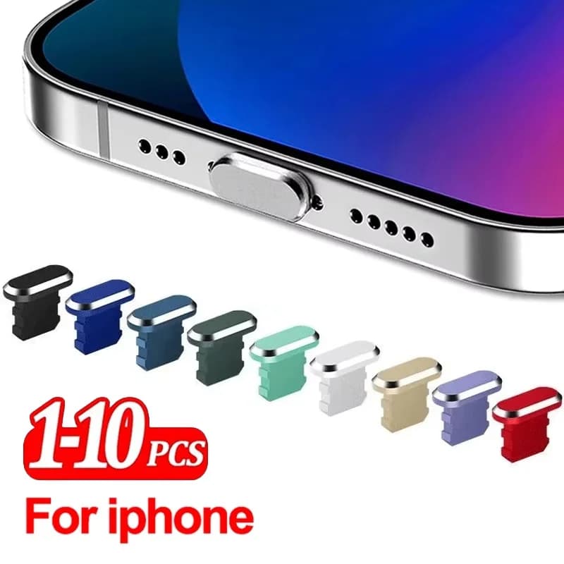 2 pezzi tappi metallici tappo antipolvere in alluminio per iPhone 14 13 12 Mini 11 Pro Max XS 8 Plus iPad AirPods serie Apple coperchio porta fulmine