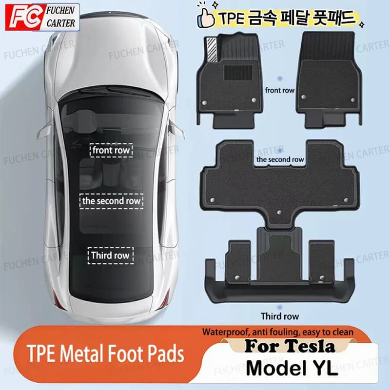 Tappetini per Auto Tesla NUOVO Modello YL Lancio 2026+, Tappetini Impermeabili Antiscivolo per Tutte le Stagioni, Accessori Auto Speciali in TPE