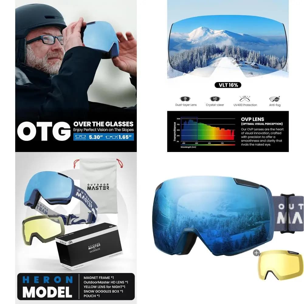 Occhiali da Sci Heron con 2 Lenti Toriche HD Magnetiche, Compatibili OTG, Visione Intercambiabile