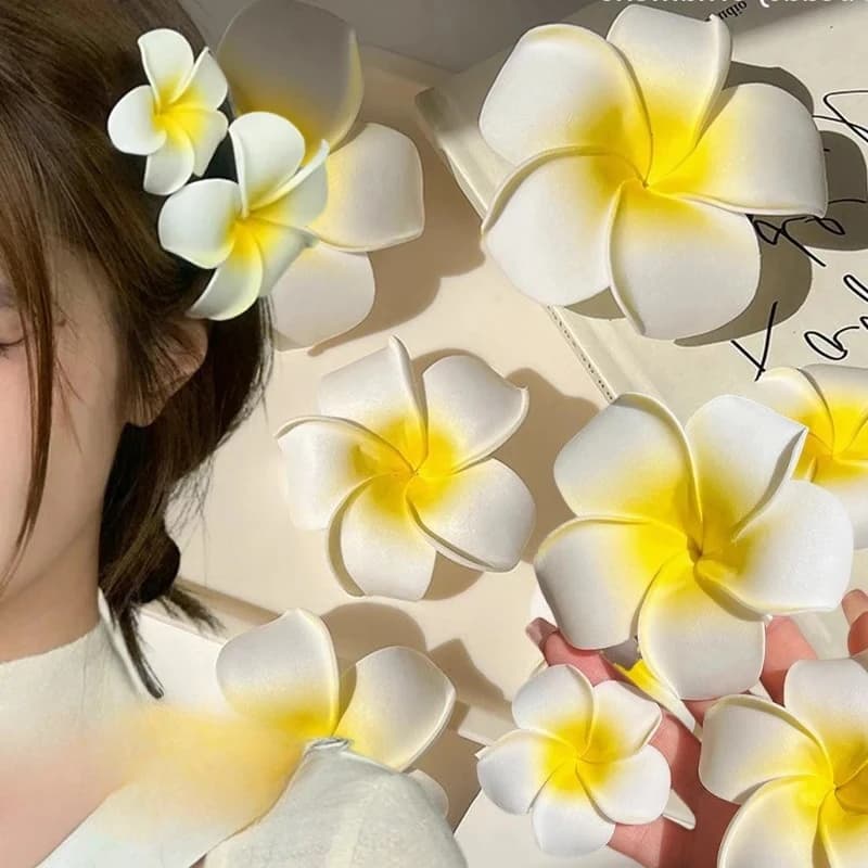 Flower Hair Clips Plumeria Fashion for Women Girls Clips for lateral fringe Flower Bars Hawaiian Party Bag Hat Accessories